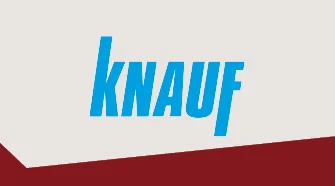 Der Schriftzug "KNAUF" in blauen Buchstaben auf weißem Hintergrund.