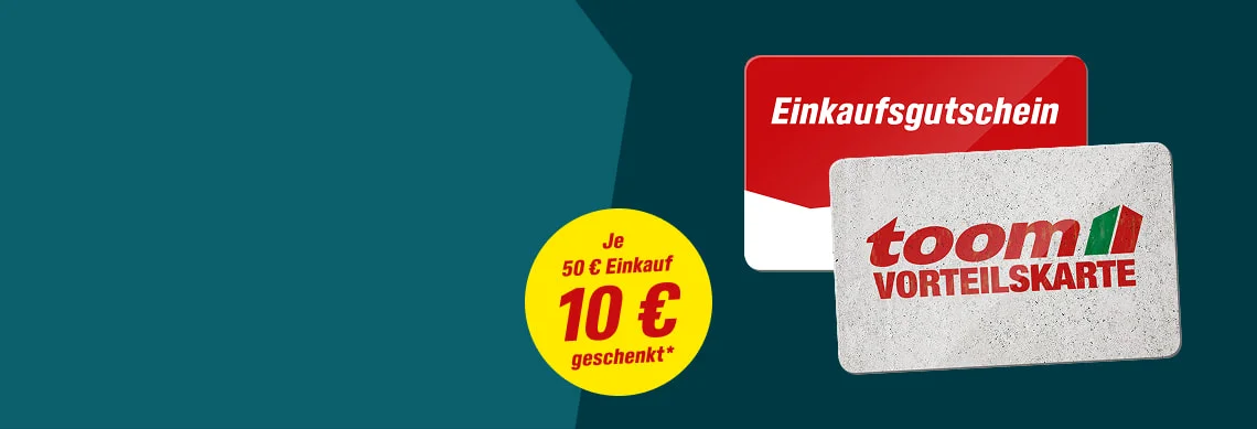 Abbildung eines Einkaufsgutscheins und einer Vorteilskarte mit einer 10-Euro-Rabatt-Aktion.