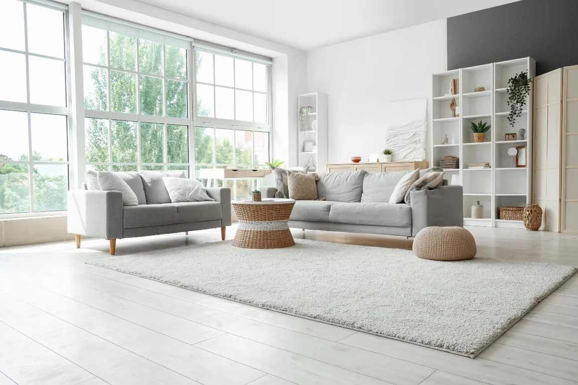 Helles Wohnzimmer mit zwei Sofas